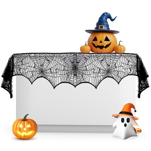 Spinnennetz Halloween, Halloween Spinnennetz Deko, Grusel Deko Für Kamin, Tür Und Party, 46 X 248 cm, Schwarz von QITHGYD