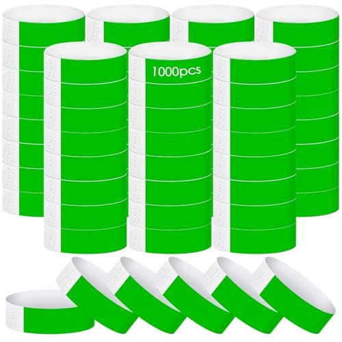 1000 Stück Einlassbänder, Festival Einlassbändchen, Wasserdicht Neon Armbänder, Bändchen Papier für Events, Bunt Handgelenk Party Bänder für Party Musikfestival Konzert Wettbewerb (Grün) von QITIXI:OU