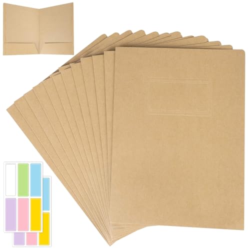 12 Stück A4 Ordner mit Tasche, Präsentationsmappe with 12 Labels, Kraftpapier Dokumentenmappe Karton mit Visitenkartenschlitz, Ordner Umschläge Organisation für Büro, Schule, Zuhause 12 Stück A4 Ordner mit Tasche, Präsentationsmappe with 12 Labels, Kraftpapier Dokumentenmappe Karton mit Visitenkartenschlitz, Ordner Umschläge Organisation für Büro, Schule, Zuhause von QITIXI:OU