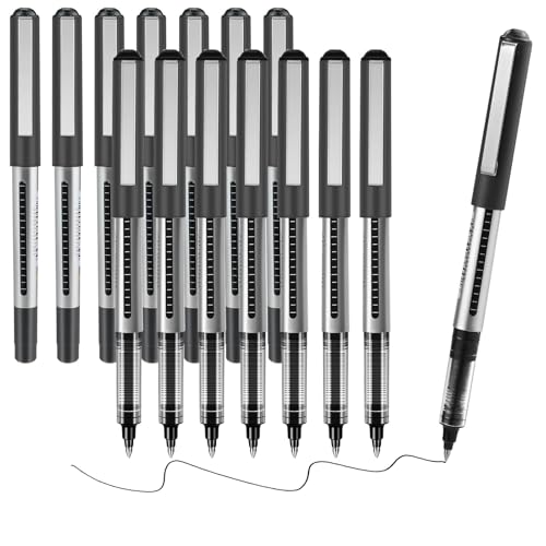 15 Stück Tintenroller Schwarz Set, 0,7mm Rollerball Stift, Tintenroller mit Flüssiger Tinte, Schnelltrocknende Kugelschreiber, Gelstifte Schwarz für Schule Büro Geschäft Journaling Schüler 15 Stück Tintenroller Schwarz Set, 0,7mm Rollerball Stift, Tintenroller mit Flüssiger Tinte, Schnelltrocknende Kugelschreiber, Gelstifte Schwarz für Schule Büro Geschäft Journaling Schüler von QITIXI:OU