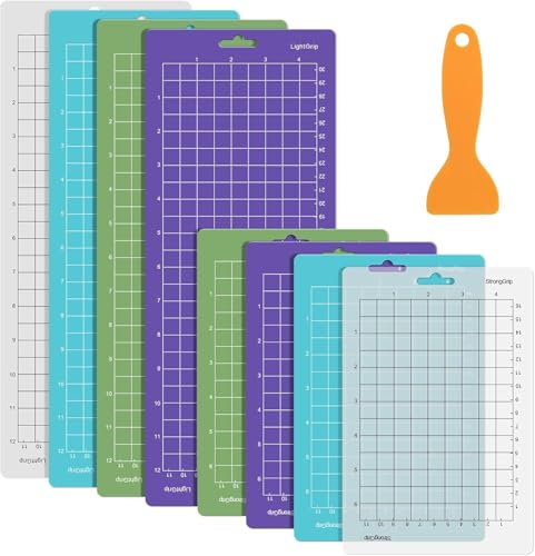 8 Stück Schneidematte für Cricut Joy 4,5" x 12"+ 4,5" x6,5" /Standardgrip, Lightgrip, Stronggrip, rutschfeste und langlebige Schneidematte, selbstklebende Ersatzschneidematten für Cricut Joy-Zubehör von QITIXI:OU