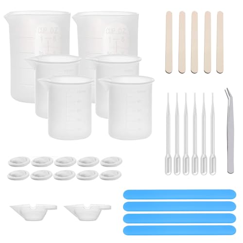 8 Stück Silikon Messbecher, 250ml/100ml mit Rührstäbchen, Epoxidharz Mischbecher, Silikonbecher Set, Skala Mischbecher für Küchen, Laboratorien, DIY, Basteln, Labor, Küche 8 Stück Silikon Messbecher, 250ml/100ml mit Rührstäbchen, Epoxidharz Mischbecher, Silikonbecher Set, Skala Mischbecher für Küchen, Laboratorien, DIY, Basteln, Labor, Küche von QITIXI:OU