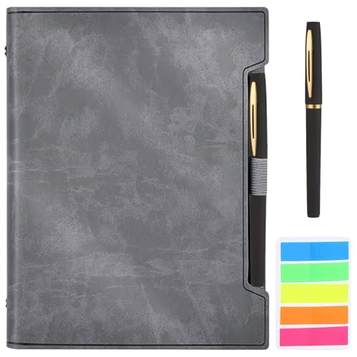 A5 Ringbuch, Notizbuch mit Stift, Indexaufkleber und Stifthalter, 6-Ring Loseblatt Notizblock, 100 Blatt/200 Seiten, nachfüllbares notizbuch nachfüllbares notizbuch für Schule, Business, Büro von QITIXI:OU