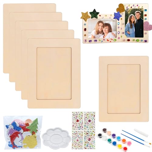 Bilderrahmen Holz Set, 6 Stück 19x14 CM Kinder Bilderrahmen Bastelsets für DIY Holzfarbe Geschenke Dekoration Kinderbilderrahmen zum Bemalen für Kinder, Deko, Hochzeit, Bemale für Geburtstage Bilderrahmen Holz Set, 6 Stück 19x14 CM Kinder Bilderrahmen Bastelsets für DIY Holzfarbe Geschenke Dekoration Kinderbilderrahmen zum Bemalen für Kinder, Deko, Hochzeit, Bemale für Geburtstage von QITIXI:OU