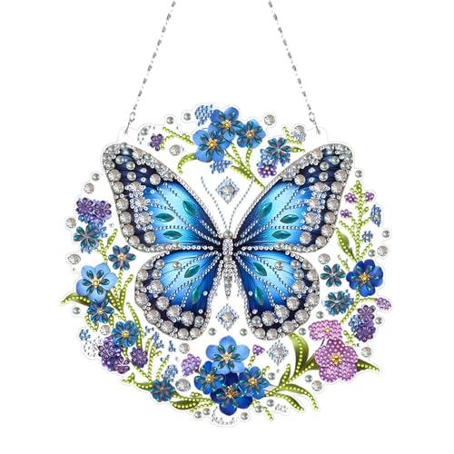 Diamond Painting Türkranz, Diamond Painting Anhänger, Türkranz Schmetterling Blumen, 5D Diamond painting Fensterbilder mit Kette, Fenster Wand und Eingang Schmetterling Blume Diamant mit Werkzeugen Diamond Painting Türkranz, Diamond Painting Anhänger, Türkranz Schmetterling Blumen, 5D Diamond painting Fensterbilder mit Kette, Fenster Wand und Eingang Schmetterling Blume Diamant mit Werkzeugen von QITIXI:OU