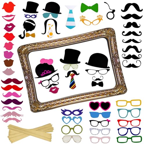Fotobox Accessoires-Aufblasbarer Fotorahmen - Fotorequisiten PartyzubehöR, Geburtstag Fotorequisiten Aufblasbar Set, Dekorations mit Pailletten und Glitzer für Party Feste Hochzeit Karneval (B) von QITIXI:OU