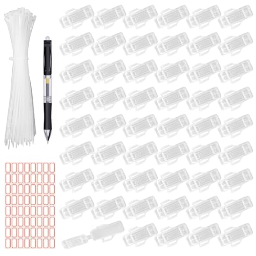 Kabelbeschriftung Erkennungs Box - 100 Stück Kabelbeschriftung Erkennungs Box Set mit 102 pcs Nylon Kabelbinder, Wasserdicht Transparent Kabeletiketten für Kennzeichnung und Sortierung von Kabeln von QITIXI:OU