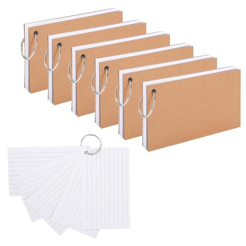 Karteikarte mit Ring, 300 Stück Karteikarten A7, Karteikarten Klein, Flashcards Liniert,Kraftpapier Karten, Vokabelkarten Lernkarten, Haus Lernen Zubehör für Vokabel Lernen Notizen Schule Büro Zuhause von QITIXI:OU