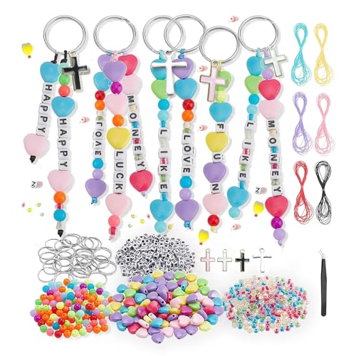 QITIXI:OU 689 Stück Schlüsselanhänger-Bastelset, Kreuzanhänger für Armbänder mit Einschließlich Herz- Und Buchstaben-Acryl-Rocailles, Partygeschenke & Aktivitäten für den Unterricht in der Kirche QITIXI:OU 689 Stück Schlüsselanhänger-Bastelset, Kreuzanhänger für Armbänder mit Einschließlich Herz- Und Buchstaben-Acryl-Rocailles, Partygeschenke & Aktivitäten für den Unterricht in der Kirche von QITIXI:OU
