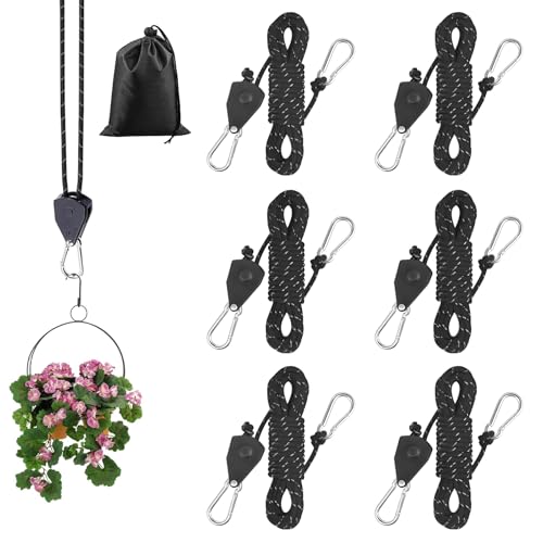 Reflektierend Abspannseile Seil, 6 Stück 4M 4MM Schwarz Einstellbare Seil mit Aufbewahrungstasche, Leichte Abspannleine Zeltschnur mit Spanner Einsteller zur Einstellung der Riemenscheibe von QITIXI:OU