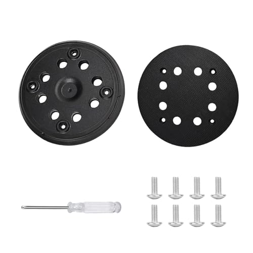 Schleifteller 125MM Klett, 2 Stück Schwarz Schleifteller 125mm mit Hook und Loop 8 Löcher und 4 Augen und Ein Schraubenzieher & Schrauben für Bosch Exzenterschleifer PEX 270 A und PEX 270 AE von QITIXI:OU