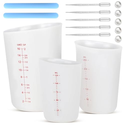 Silikon Messbecher Epoxidharz, 500ml/250ml/125ml Silikonbecher, Epoxidharz Mischbecher mit Silikon Rührstäbe, Fingerbetten und Tropfer, Messbecher für Küchen, Laboratorien, DIY Handmade Silikon Messbecher Epoxidharz, 500ml/250ml/125ml Silikonbecher, Epoxidharz Mischbecher mit Silikon Rührstäbe, Fingerbetten und Tropfer, Messbecher für Küchen, Laboratorien, DIY Handmade von QITIXI:OU