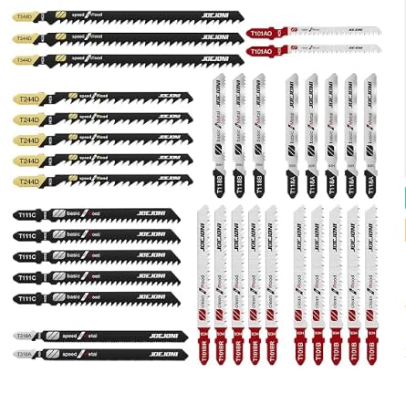 Stichsägeblätter Set, Professional 35-teilig T-Schaft Einnocken-Schaft Stichsägeblatt Set, T-Schaft Stichsägeblätter mit Aufbewahrungskoffer für Spanplatten, SperrholzHolz, Kunststoff und Metall von QITIXI:OU
