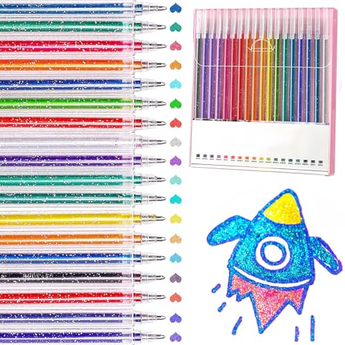 Verträumt Glitzerstifte, 18 Farben Schimmernde Kugelschreiber Set, Fließende Sand Gel Stifte Farbwechsel Sterne Stift Set Gelschreiber, Bunte Gel Stifte mit Glitzer für Zeichnen Markieren Schreiben Verträumt Glitzerstifte, 18 Farben Schimmernde Kugelschreiber Set, Fließende Sand Gel Stifte Farbwechsel Sterne Stift Set Gelschreiber, Bunte Gel Stifte mit Glitzer für Zeichnen Markieren Schreiben von QITIXI:OU