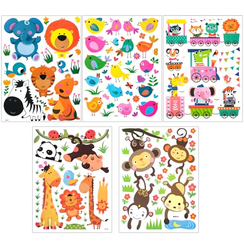 5 Blatt Fensteraufkleber Dschungel Tiere Selbstklebend für Fensterdeko, Cool Frühling Urwald Tiere Jungle Zoo Fensterbilder Fenstersticker Fensterfolie für Kinder Junge Schlafzimmer Kinderzimmer Deko 5 Blatt Fensteraufkleber Dschungel Tiere Selbstklebend für Fensterdeko, Cool Frühling Urwald Tiere Jungle Zoo Fensterbilder Fenstersticker Fensterfolie für Kinder Junge Schlafzimmer Kinderzimmer Deko von QIUJUNDE