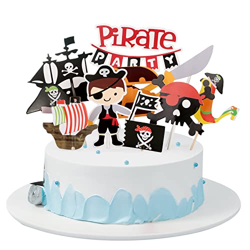 54Stück Tortendeko Pirat kuchen deko Geburtstag Junge,Tortenaufleger Piratenflagge Cupcake Topper Tortenstecker Tortenaufsatz Zahnstocher für 1.2.3.4.5. Jahre Baby Kinder Jungen Jungs Party Dekoration von QIUJUNDE