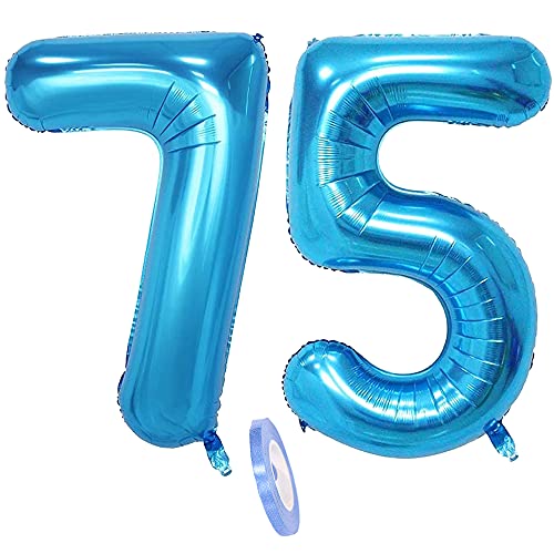 Folienballon Zahl Deko Blau 75 für Frauen Männer,XXL 100cm Riesen Nummer Aufblasbar Helium Ballon Blue Figuren Zahlen Luftballons für 75. Jahre Mann Frau Geburtstag Hochzeit Jubiläum Party Dekoration Folienballon Zahl Deko Blau 75 für Frauen Männer,XXL 100cm Riesen Nummer Aufblasbar Helium Ballon Blue Figuren Zahlen Luftballons für 75. Jahre Mann Frau Geburtstag Hochzeit Jubiläum Party Dekoration von QIUJUNDE