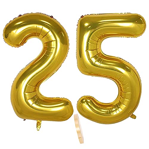 Folienballon Zahl Deko Gold 25 für Frauen Männer, XXL 100cm Riesen Nummer Aufblasbar Helium Ballon Figuren Zahlen Luftballons für 25. Jahre Mann Frau Geburtstag Hochzeit Jubiläum Party Dekoration Folienballon Zahl Deko Gold 25 für Frauen Männer, XXL 100cm Riesen Nummer Aufblasbar Helium Ballon Figuren Zahlen Luftballons für 25. Jahre Mann Frau Geburtstag Hochzeit Jubiläum Party Dekoration von QIUJUNDE
