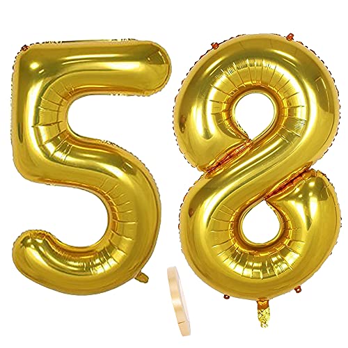 Folienballon Zahl Deko Gold 58 für Frauen Männer, XXL 100cm Riesen Nummer Aufblasbar Helium Ballon Figuren Zahlen Luftballons für 58. Jahre Mann Frau Geburtstag Hochzeit Jubiläum Party Dekoration Folienballon Zahl Deko Gold 58 für Frauen Männer, XXL 100cm Riesen Nummer Aufblasbar Helium Ballon Figuren Zahlen Luftballons für 58. Jahre Mann Frau Geburtstag Hochzeit Jubiläum Party Dekoration von QIUJUNDE