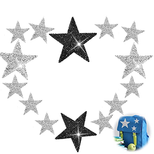 QIUMING 14 Stück Sterne Patches zum Aufbügeln Sterne zum Aufbügeln fünfzackiger Stern Bügelflicken Sterne Aufbügeln zum Aufnähen oder AufbügelnKinder Erwachsene für T-Shirt Jeans Kleidung (1#) von QIUMING