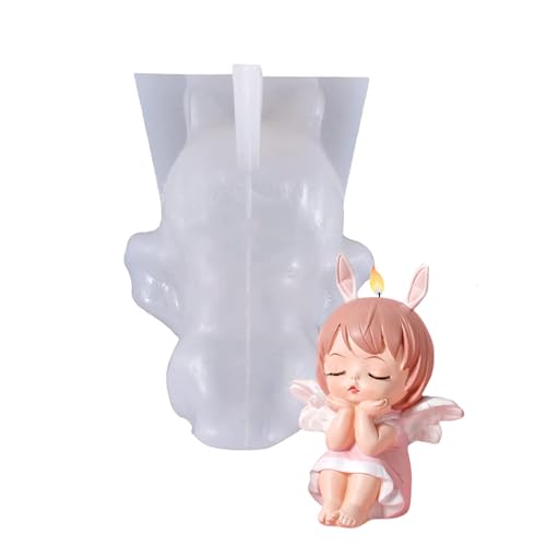 QIUMING Engel Baby Silikon Form 3D Engel Gießform Engel Fondant Formen Kerzenform Engelsform Für Kerze 3D Engel Kerzenformen Engel Seifenform Zum Dekorieren Von Kuchen, Duftkerzen, Seife (Weiß A) von QIUMING
