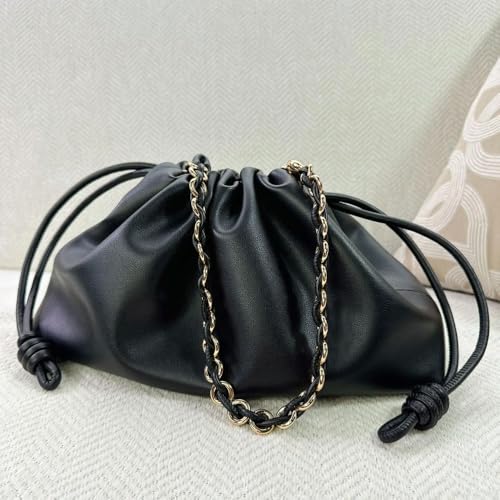 QIUMING 1 PCS Echtleder Kordelzug Kette Glückstasche Wolke Weiche Tasche Mode Einzelne Schulter Crossbody Bucket Bag QIUMING 1 PCS Echtleder Kordelzug Kette Glückstasche Wolke Weiche Tasche Mode Einzelne Schulter Crossbody Bucket Bag von QIUMING