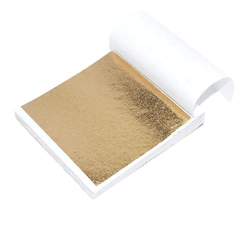 QIUMING 100 Stück Blatt Imitation Gold Silber Folie Papier Blattvergoldung 9 cm Einzeln verpackt Nachahmung DIY Handwerk Nail Art Schmuckherstellung von QIUMING