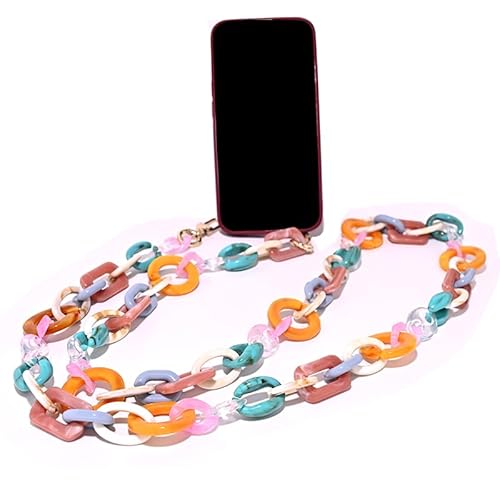 QIUMING 120 cm Acryl-Mobiltelefonkette Lanyard Oblique Straddle Bag Chain Strap Handmade Cord Lanyard für Frauen Schmuckzubehör von QIUMING