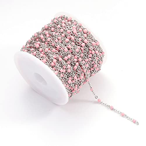 QIUMING 2 Meter Gold Halskette Edelstahl Kette Bunte Emaille Perlen Ketten Groß für Schmuckherstellung Kettenzubehör Komponenten DIY QIUMING 2 Meter Gold Halskette Edelstahl Kette Bunte Emaille Perlen Ketten Groß für Schmuckherstellung Kettenzubehör Komponenten DIY von QIUMING