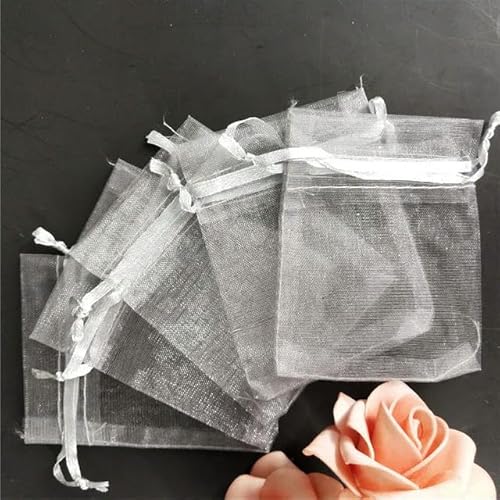 QIUMING 25 (7 Größen) Bunte Organza-Geschenkbeutel, transparente Packungen, Kordelzugbeutel, Beutel für Schmuck, Hochzeit, Party, Perlenverpackung von QIUMING