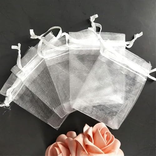 QIUMING 25 (7 Größen) Bunte Organza-Geschenkbeutel, transparente Packungen, Kordelzugbeutel, Beutel für Schmuck, Hochzeit, Party, Perlenverpackung von QIUMING