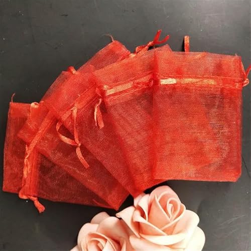 QIUMING 25 (7 Größen) Bunte Organza-Geschenkbeutel, transparente Packungen, Kordelzugbeutel, Beutel für Schmuck, Hochzeit, Party, Perlenverpackung von QIUMING