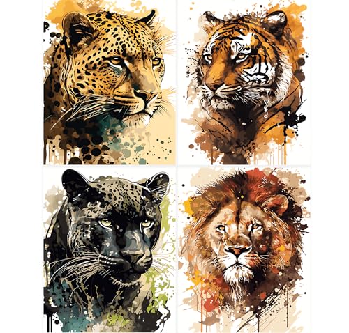 QIUQI 4 Stücks Diamond Painting Tier Set,5D Diamant Painting Bilder Tiger Löwe, Diamant Painting Full Set Geeignet für Erwachsene, Diamant Malerei Kits für Schlafzimmer Wohnzimmer Wand Deko QIUQI 4 Stücks Diamond Painting Tier Set,5D Diamant Painting Bilder Tiger Löwe, Diamant Painting Full Set Geeignet für Erwachsene, Diamant Malerei Kits für Schlafzimmer Wohnzimmer Wand Deko von QIUQI