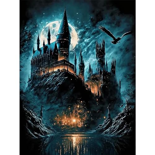 QIUQI 5D Diamant Painting Bilder,Diamond Painting Harry Potter Schloss,Diamond Painting Set für Erwachsene und Kinder,Mosaikherstellung,Diamant Malerei für Haus Dekoration,Weihnachtsgeschen von QIUQI