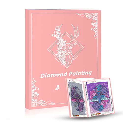 QIUQI 5D Diamond Painting Bilder Album,Aufbewahrung Folder für Diamant Painting Bilder,A3 Diamond Painting Mappe,Diamant Painting Zubehör (30 Seite,Rosa) von QIUQI