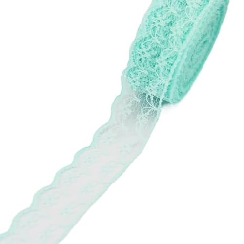QIUSHIBO Spitzenband (10 Yards/Rolle) 2,25 cm weißes Spitzengewebe, Gurtband, Dekoration, schöne Geschenkverpackung, Baumwollmaterial Spitzenborte(Light Green) von QIUSHIBO