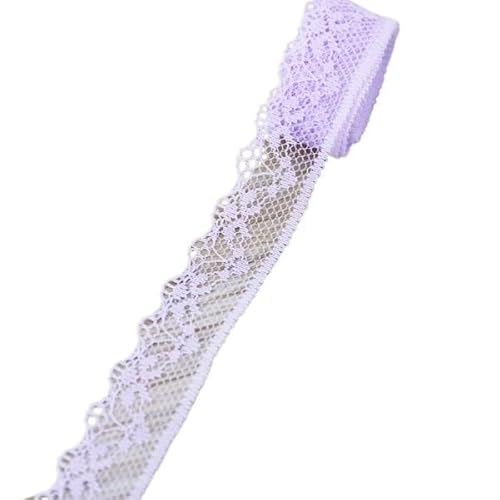 QIUSHIBO Spitzenband (10 Yards/Rolle) 20 mm weißes und schwarzes Spitzenstoff-Gurtband, Dekoration, Geschenkverpackungsmaterial, handgefertigte DIY-Spitzen Spitzenborte(Light Purple) von QIUSHIBO