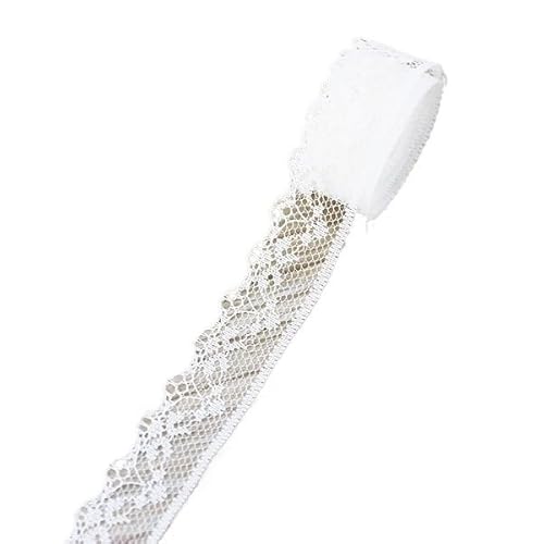 QIUSHIBO Spitzenband (10 Yards/Rolle) 20 mm weißes und schwarzes Spitzenstoff-Gurtband, Dekoration, Geschenkverpackungsmaterial, handgefertigte DIY-Spitzen Spitzenborte(White) von QIUSHIBO