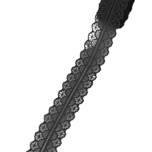 QIUSHIBO Spitzenband (10 Yards/Rolle) Schwarzes Spitzenband, Gurtband, Dekoration, Polyester-Material, schöne Geschenkverpackung, handgefertigtes DIY-Material Spitzenborte(4) von QIUSHIBO