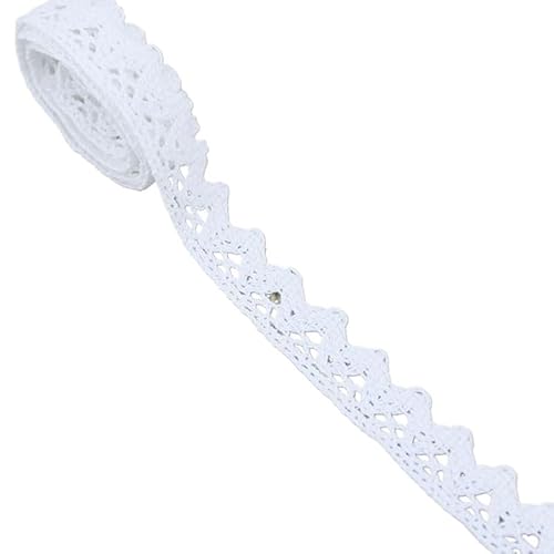 QIUSHIBO Spitzenband (5 Meter/Rolle) Weiße Baumwolle bestickte Spitzennetzbänder Stoffbesatz Dekorieren Sie DIY Nähen handgefertigte Bastelmaterialien Bänder Spitzenborte(10) von QIUSHIBO