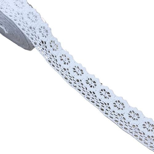 QIUSHIBO Spitzenband (5 Meter/Rolle) Weiße Baumwolle bestickte Spitzennetzbänder Stoffbesatz Dekorieren Sie DIY Nähen handgefertigte Bastelmaterialien Bänder Spitzenborte(12) von QIUSHIBO