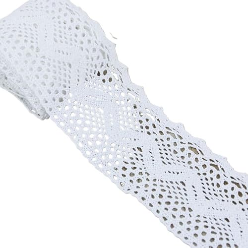 QIUSHIBO Spitzenband (5 Meter/Rolle) Weiße Baumwolle bestickte Spitzennetzbänder Stoffbesatz Dekorieren Sie DIY Nähen handgefertigte Bastelmaterialien Bänder Spitzenborte(2) von QIUSHIBO