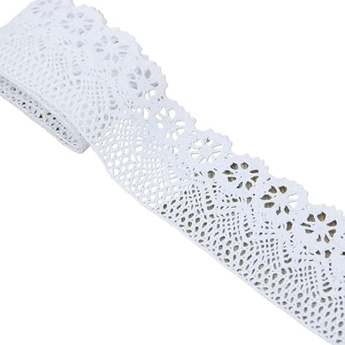QIUSHIBO Spitzenband (5 Meter/Rolle) Weiße Baumwolle bestickte Spitzennetzbänder Stoffbesatz Dekorieren Sie DIY Nähen handgefertigte Bastelmaterialien Bänder Spitzenborte(3) von QIUSHIBO