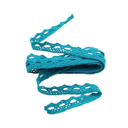 QIUSHIBO Spitzenband (5 Yards/Rolle) 10 mm Baumwollnetz-Stoffbesatz, Besticktes Spitzenband for Kleidung, Textilien, Geschenk, Kuchen, Dekor, Nähen, Bastelmaterial Spitzenborte(Lake Blue) von QIUSHIBO