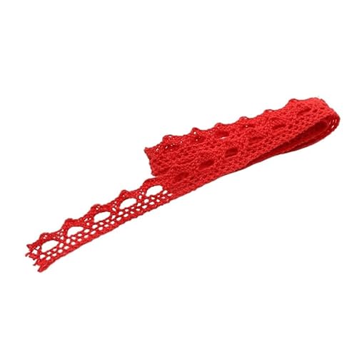 QIUSHIBO Spitzenband (5 Yards/Rolle) 10 mm Baumwollnetz-Stoffbesatz, Besticktes Spitzenband for Kleidung, Textilien, Geschenk, Kuchen, Dekor, Nähen, Bastelmaterial Spitzenborte(Red) von QIUSHIBO