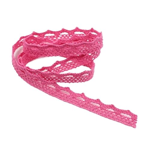 QIUSHIBO Spitzenband (5 Yards/Rolle) 10 mm Baumwollnetz-Stoffbesatz, Besticktes Spitzenband for Kleidung, Textilien, Geschenk, Kuchen, Dekor, Nähen, Bastelmaterial Spitzenborte(Rose) von QIUSHIBO