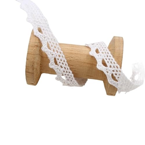 QIUSHIBO Spitzenband (5 Yards/Rolle) 10 mm Baumwollnetz-Stoffbesatz, Besticktes Spitzenband for Kleidung, Textilien, Geschenk, Kuchen, Dekor, Nähen, Bastelmaterial Spitzenborte(White) von QIUSHIBO