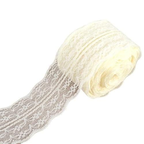QIUSHIBO Spitzenband 10 Meter/Rolle, 4,5 cm, wunderschöner Spitzenbesatz, DIY-Bekleidung, Nähen und Stoff, Hochzeit, Weihnachtsdekoration, floral Besticktes Spitzenband Spitzenborte(Beige) von QIUSHIBO