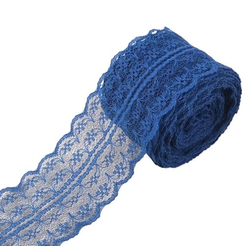 QIUSHIBO Spitzenband 10 Meter/Rolle, 4,5 cm, wunderschöner Spitzenbesatz, DIY-Bekleidung, Nähen und Stoff, Hochzeit, Weihnachtsdekoration, floral Besticktes Spitzenband Spitzenborte(Blue) von QIUSHIBO