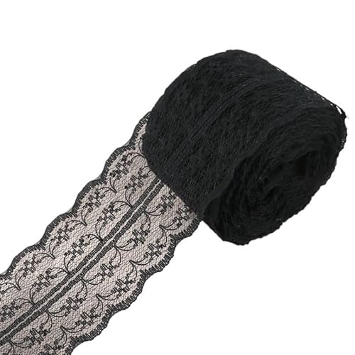QIUSHIBO Spitzenband 10 Meter/Rolle, 4,5 cm, wunderschöner Spitzenbesatz, DIY-Bekleidung, Nähen und Stoff, Hochzeit, Weihnachtsdekoration, floral Besticktes Spitzenband Spitzenborte(Noir) von QIUSHIBO